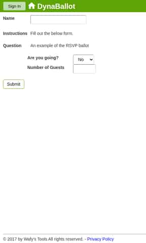 An example of the RSVP ballot